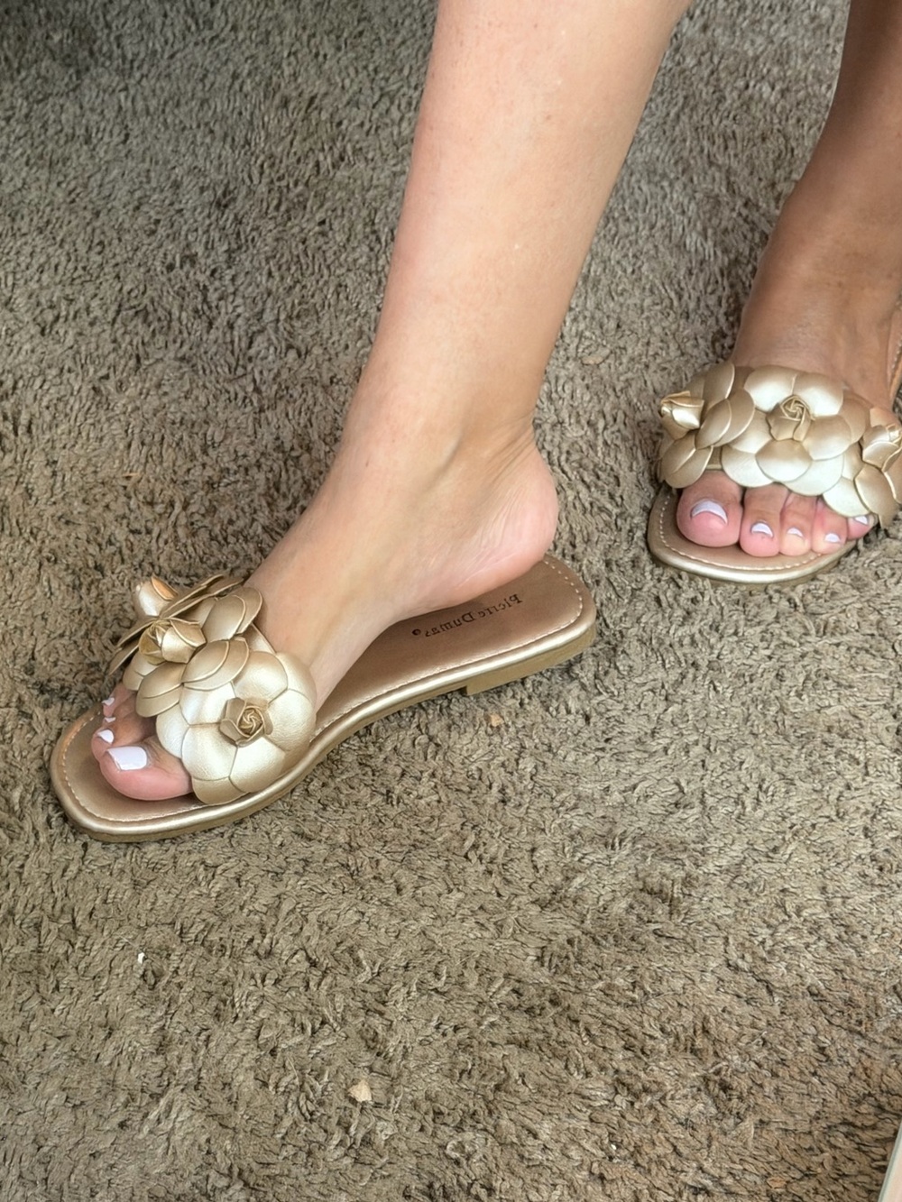 Pierre dumas floral gold slides sandals